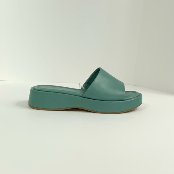A New Day Women Platform Wedge Sandals Size 7.5 Slip On Green Slide - Picture 2 of 12